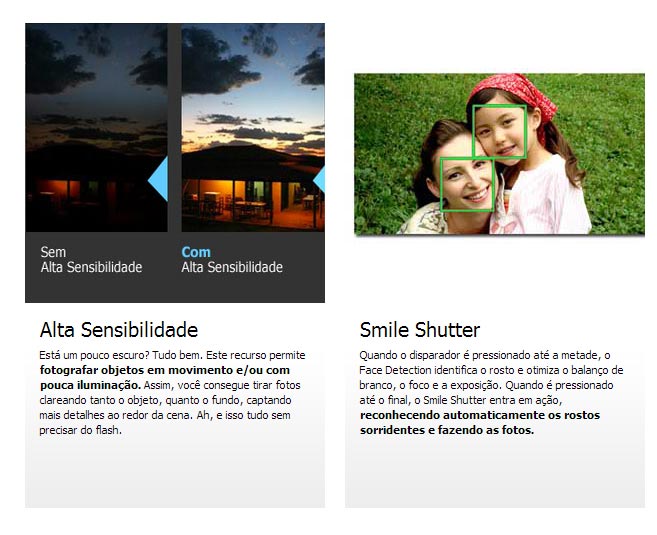 Alta Sensibilidade e Smile Shutter
