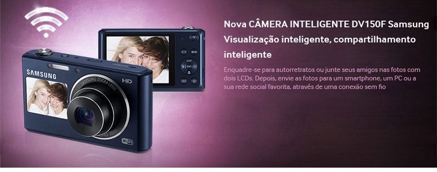 Câmera Samsung Smart DV150F Câmera Samsung Smart DV150F Wi-Fi Embutido e Smart 2.0
