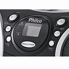 Visualize as funções no display digital CD Player Portátil PH61N2 Display Digital