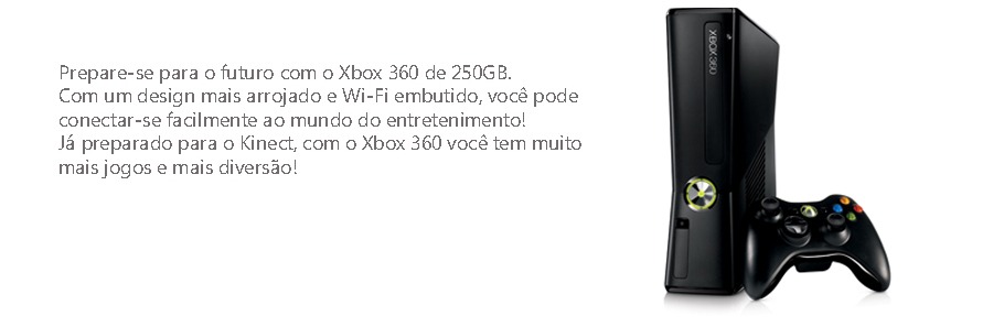 Videogame X360 da Microsoft com HD de 250 GB e controle sem fio Videogame X360 da Microsoft com HD de 250 GB e controle sem fio