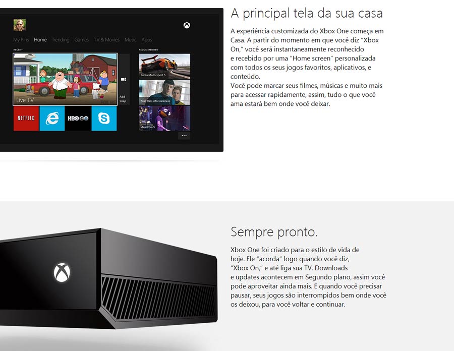 Console XBOX ONE 500 GB com leitor Blu-ray + Novo Sensor Kinect +