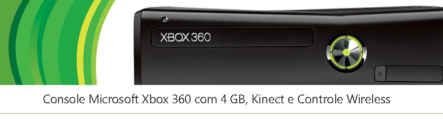 Console Microsoft Xbox 360 com 4 GB, Kinect e Controle Wireless Console Microsoft Xbox 360 com 4 GB, Kinect e Controle Wireless