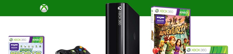Console Xbox 360 Microsoft com 4 GB, Kinect e mais 3 jogos Console Xbox 360 Microsoft com 4 GB, Kinect e mais 3 jogos