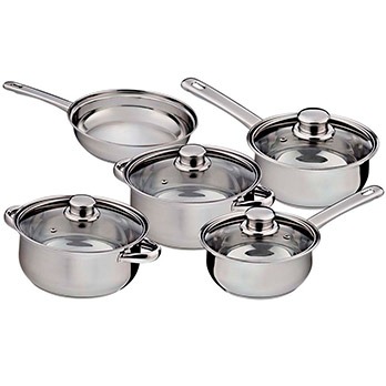 Itens do conjunto de panelas Richwell oito peças BK1929 Inox conjunto de panelas Richwell oito peças BK1929 Inox itens