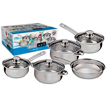 O conjunto de panelas Richwell oito peças BK1929 Inox conjunto de panelas Richwell oito peças BK1929 Inox