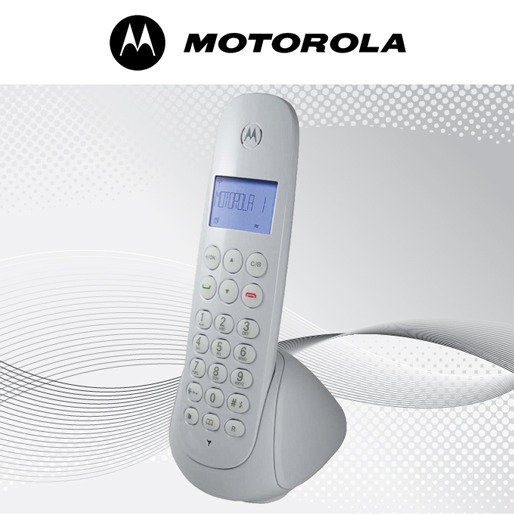 Um monofone e uma base de comunicação Telefone Sem Fio Branco Motorola