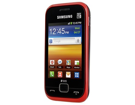 O celular desbloqueado da Samsung, C3313, de lado O celular desbloqueado da Samsung, C3313, de lado