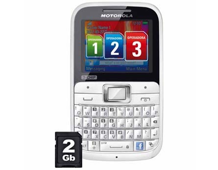 O celular desbloqueado Motorola Motokey 3, de frente O celular desbloqueado Motorola Motokey 3, de frente