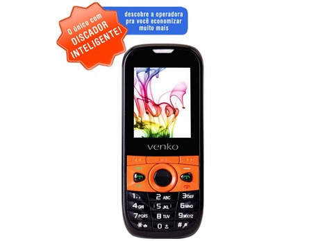 O Venk Ideal II Preto e Laranja celular desbloqueado Venko Ideal II Preto Laranja