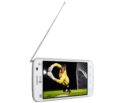 O celular desbloqueado LG Optimus L4 II Tri Branco deitado celular desbloqueado LG Optimus L4 II Tri Branco deitado