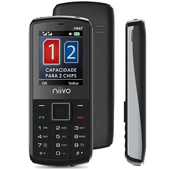 O celular desbloqueado Niivo IIKA2 Preto Cinza celular desbloqueado Niivo IIKA2 Preto Cinza