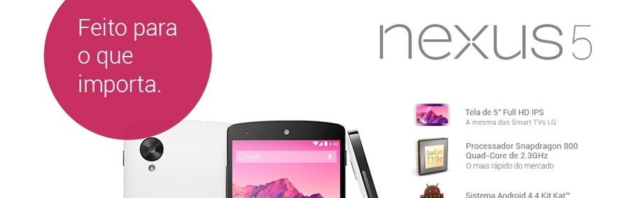 LG Nexus 5 com design superior Smartphone LG Nexus 5 Wi-Fi 4G