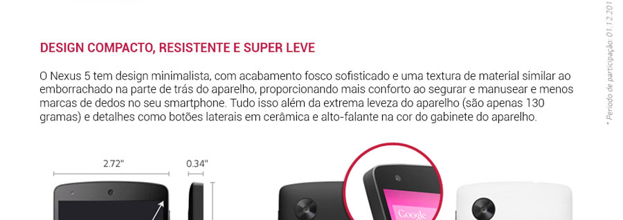 Celular LG Nexus 5 com design Compacto Nexus 5 LG Design Compacto