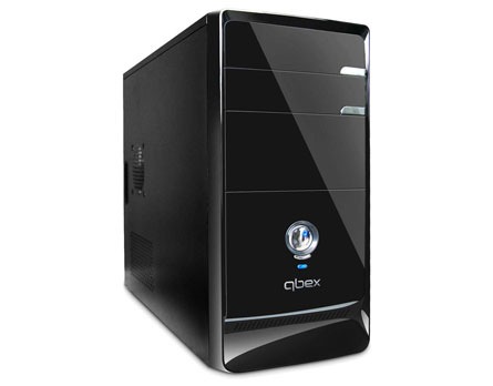 O computador Qbex Atlas Gold, de lado computador Qbex Atlas Gold de lado