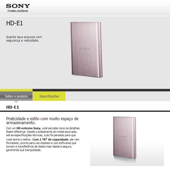 HD Externo Sony E1/PO2 1 TB HD-E1