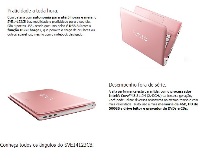 Alta performance garantida com o Notebook Sony Vaio SVE14123CBP Alta performance garantida com o Notebook Sony Vaio SVE14123CBP