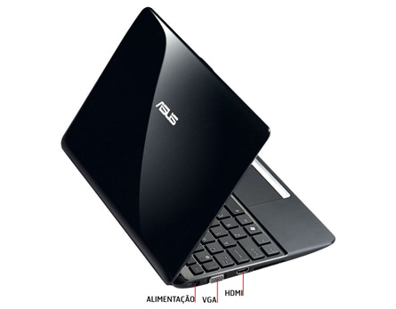 Conexões do netbook Asus 1015BX BLK002B netbook Asus 1015BX BLK002B conexões