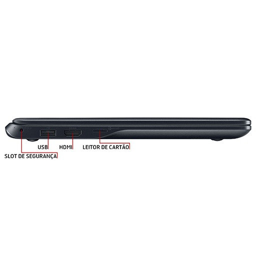 Diversas possibilidades de conexão Notebook Samsung Chromebook Entrada USB HDMI
