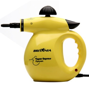 O design é muito compacto higienizador Britânia Vapor Express de lado
