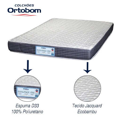 Maior resistência e durabilidade Colchão Casal Ortobom Elegance Espuma D33 resistente durável