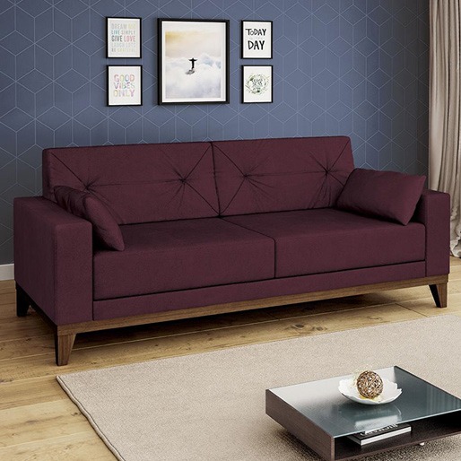 Assento fixo em espuma com densidade D33 sofa 3 lugares linoforte assento espuma densidade d33