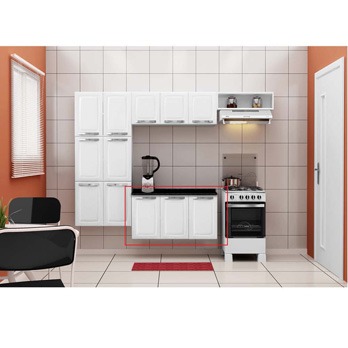 Deixe a cozinha mais elegante balcão triplo Itatiaia Daniele com 3 portas Branco design