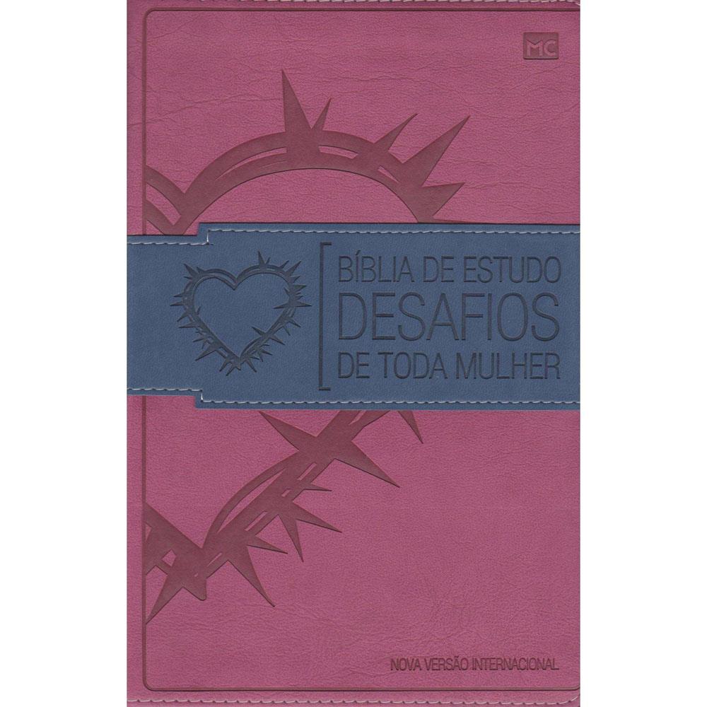 Livro - Bíblia de Estudo Desafios de Toda Mulher - Rosa - Bíblia no