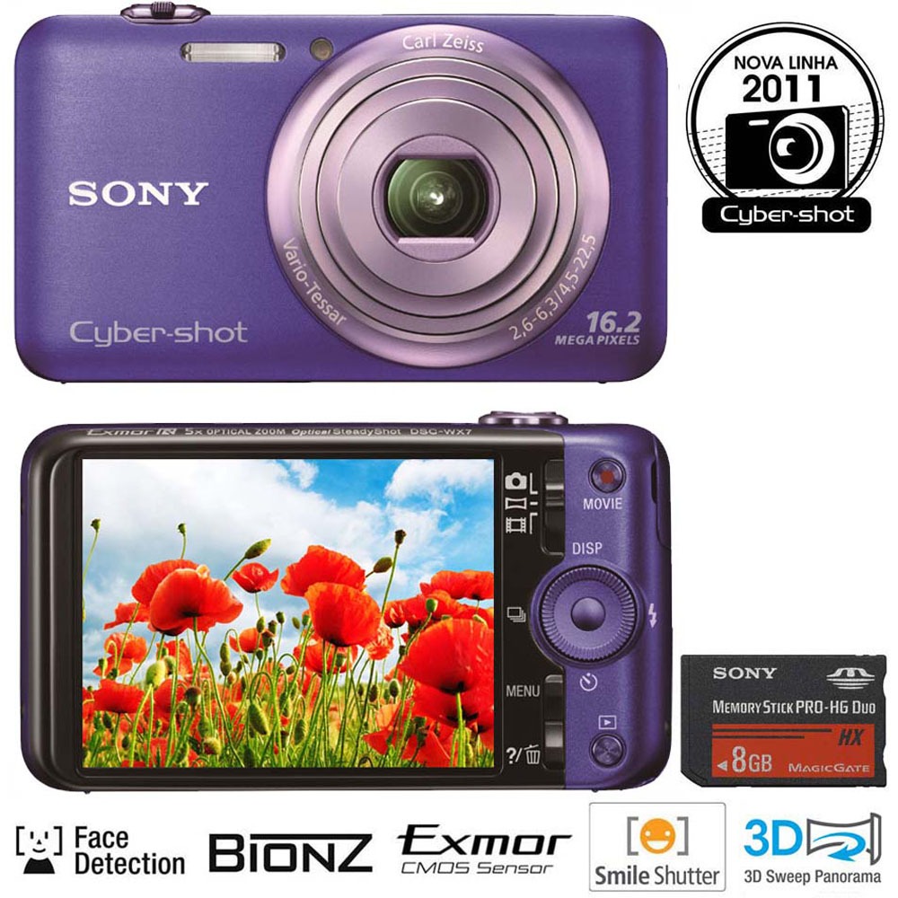 Câmera Digital Sony Cybershot DSCWX7/L Azul c/ 16.2 MP, LCD 2.8