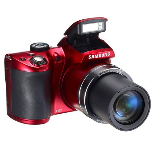 Câmera Samsung WB100 Vermelha com LCD 3,0”, 16.2MP, Zoom Óptico 26x