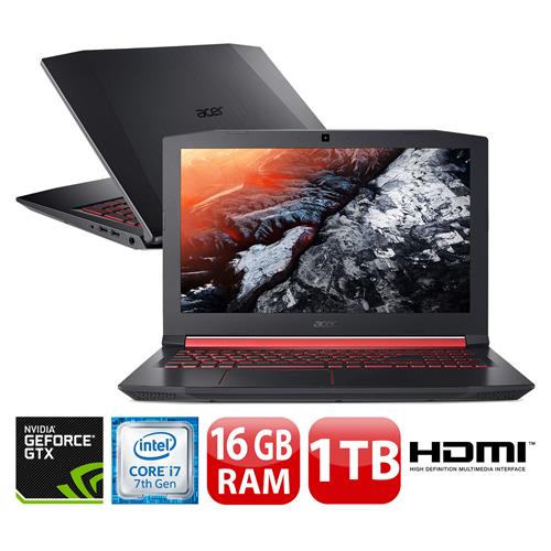 Menor preço em Notebook Gamer Acer NVIDIA GeForce GTX 1050Ti Core i7-7700HQ 16GB 1TB Tela Full HD 15.6” Windows 10 Aspire Nitro 5 AN515-51-75KZ