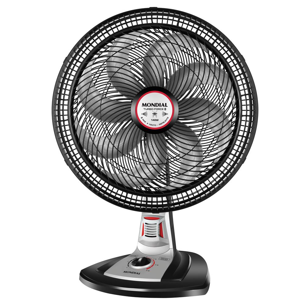 Ventilador de Mesa Mondial Turbo Force 40cm com Repelente Pastilha - Preto/Cinza