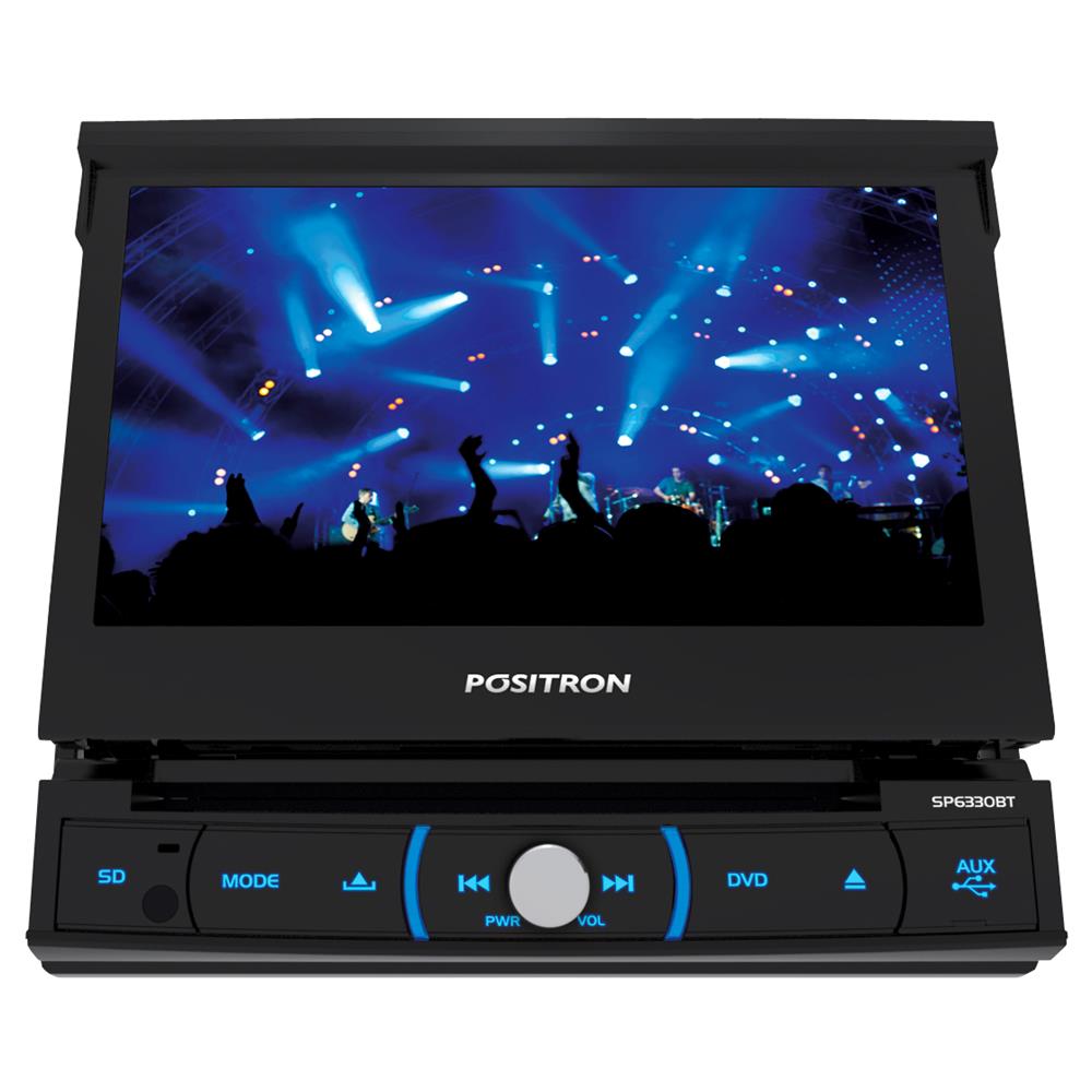 DVD Player Automotivo Pósitron SP6330BT com tela LCD 7" Touchscreen Retrátil Conexão Bluetooth, Entrada USB e Rádio FM