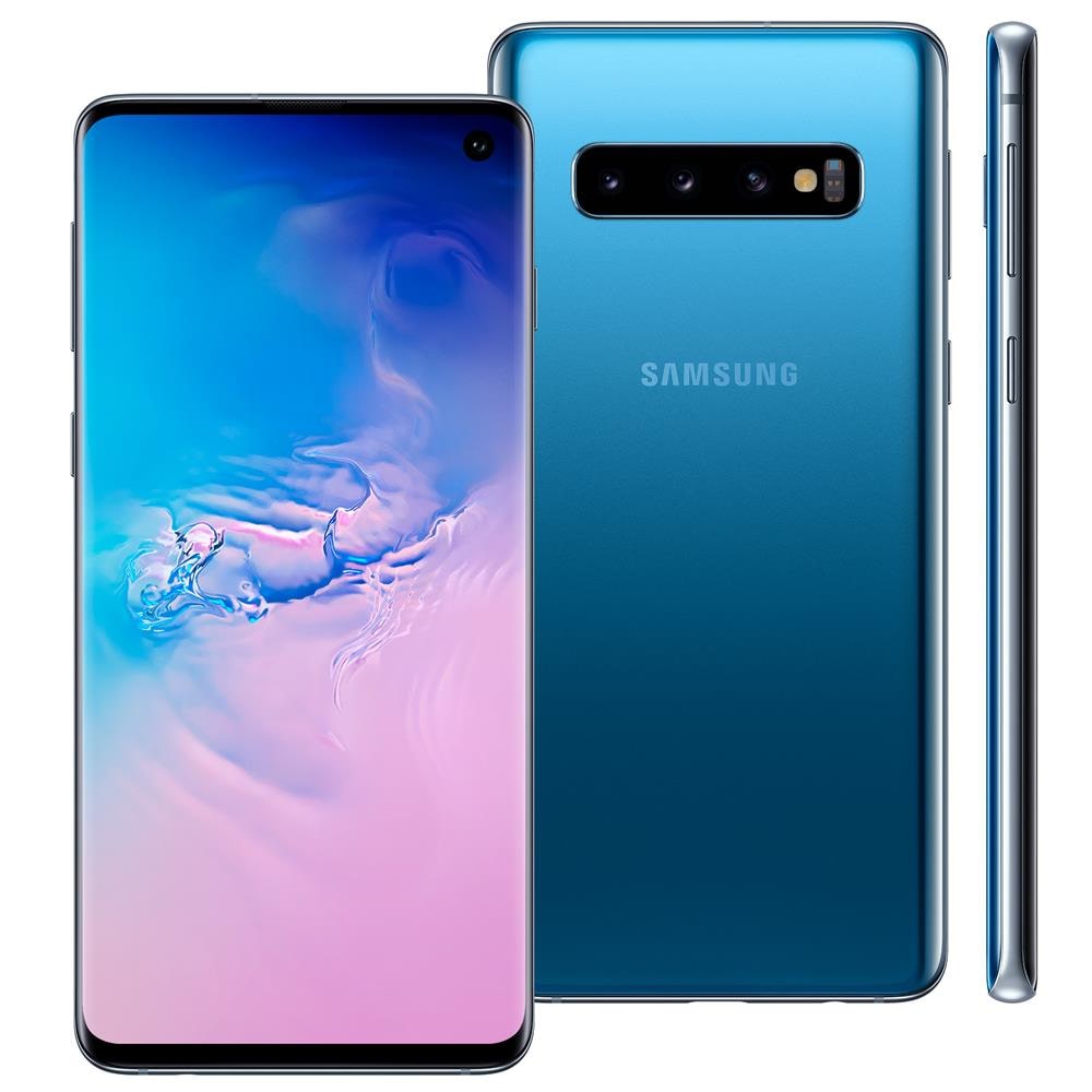 Smartphone Samsung Galaxy S10 Azul 128GB, 8GB RAM, Tela Infinita de 6.1", Câmera Traseira Tripla, Dual Chip, PowerShare, Leitor Digital, Android 9.0