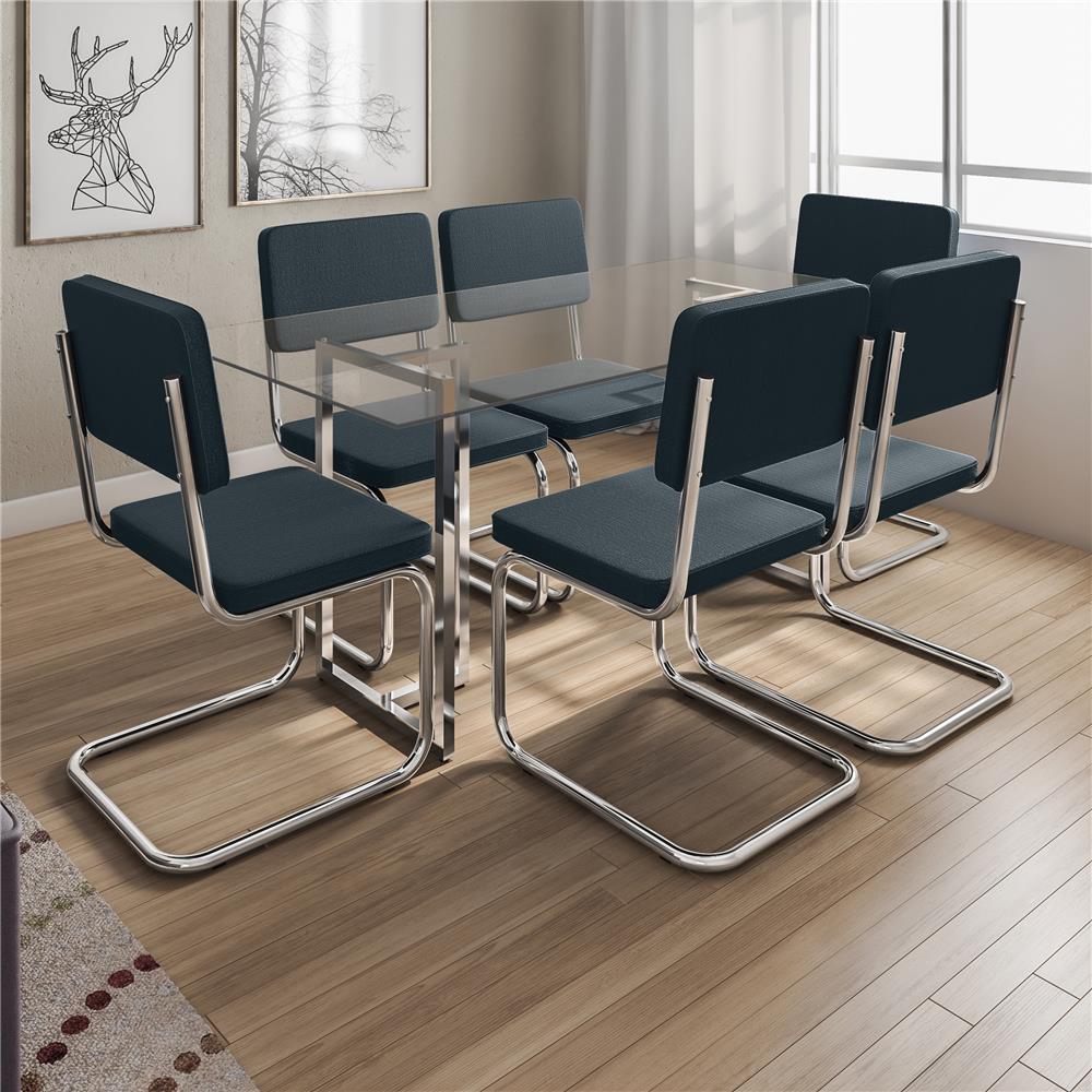 Mesa de Jantar com 6 Cadeiras Futura Bartira - Cromada/Cosmo