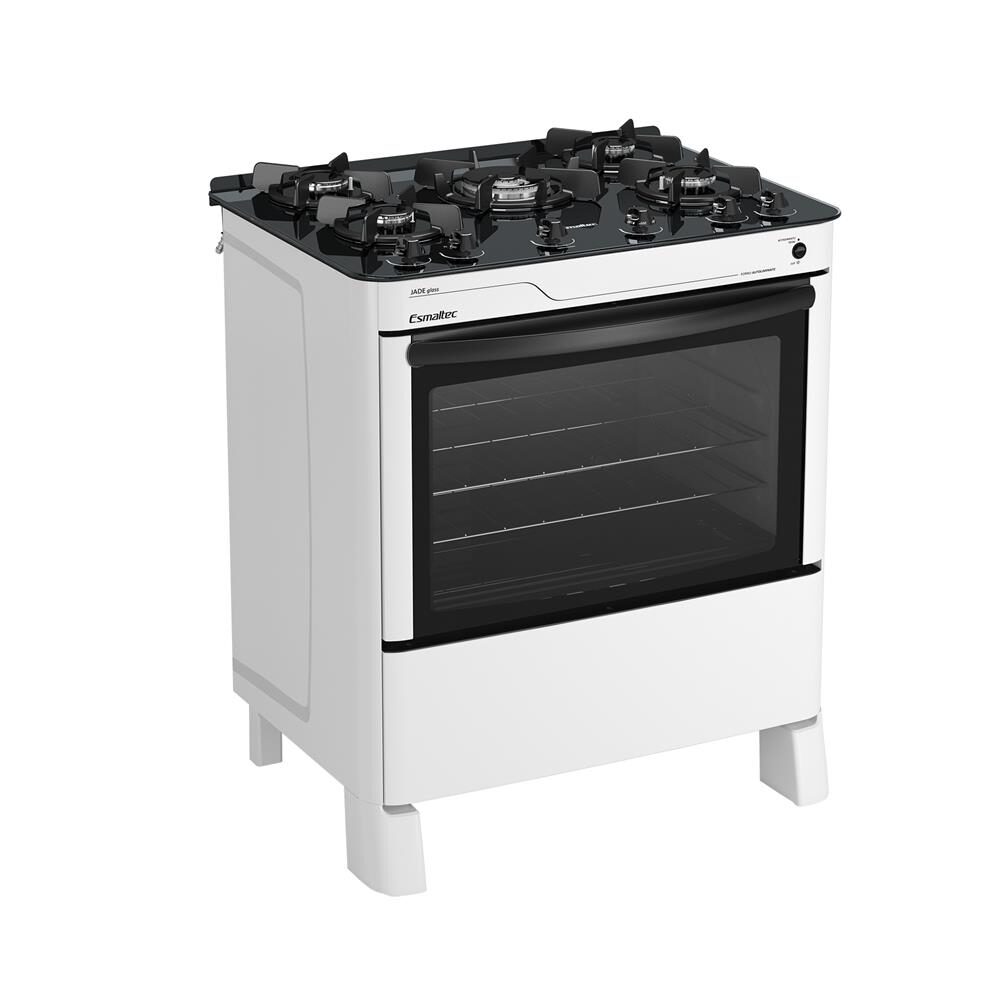 Fogão Esmaltec 5 Bocas Jade Glass com Acendimento Automático – Branco