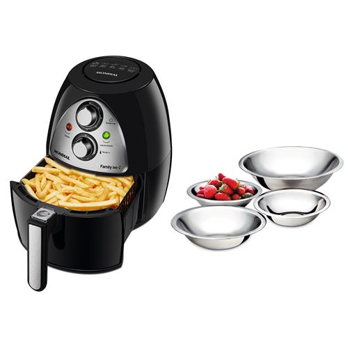 Fritadeira Elétrica Mondial Family Air Fryer NAF 03I + Conjunto de Tigelas Rasas Euro Home em Inox IN9024 - 4 Peças é boa?
