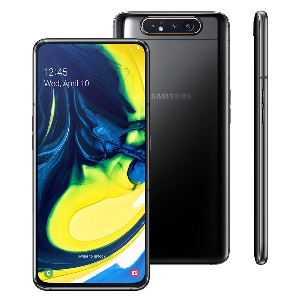 Smartphone Samsung Galaxy A80 Preto 128GB com Tela Infinita de 6.7", Câmera Tripla Rotativa, 8GB RAM, Android 9.0, Dual Chip e Processador Octa-Core