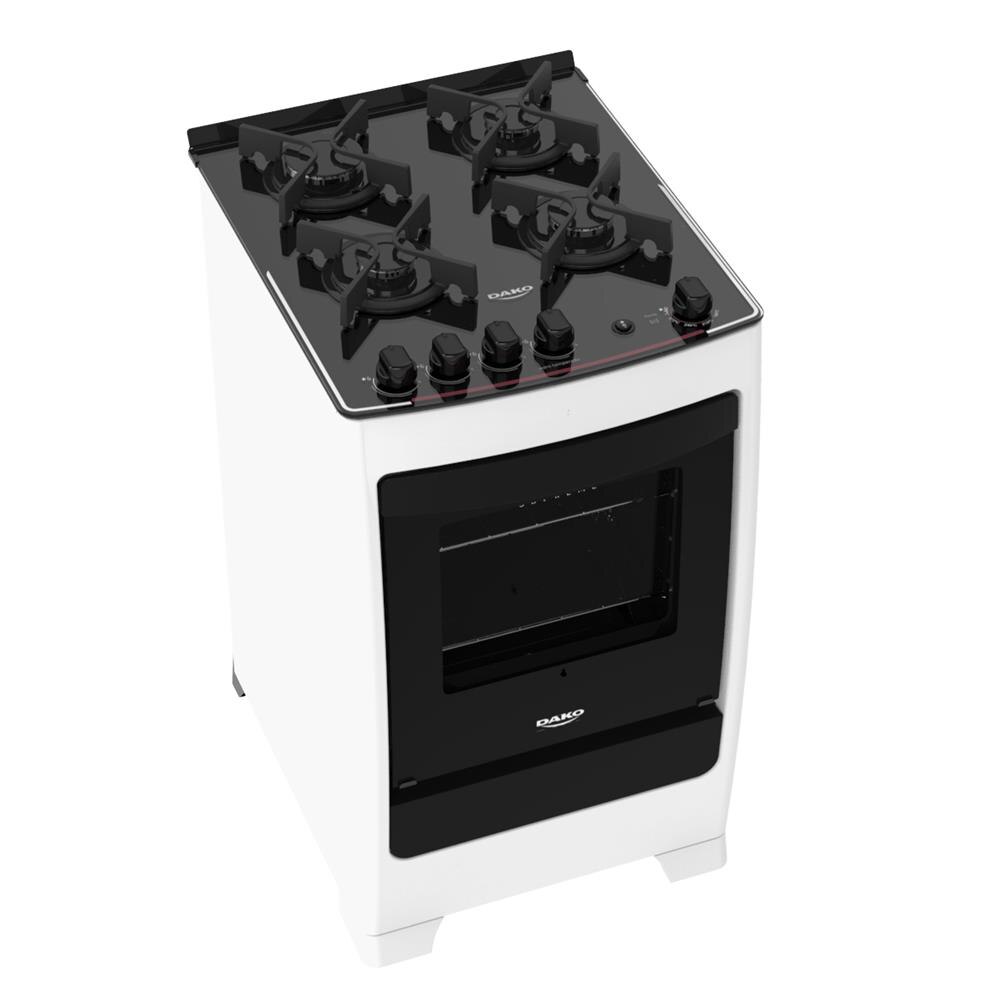 Fogão Dako 4 Bocas Supreme Glass com Acendimento Automático - Branco