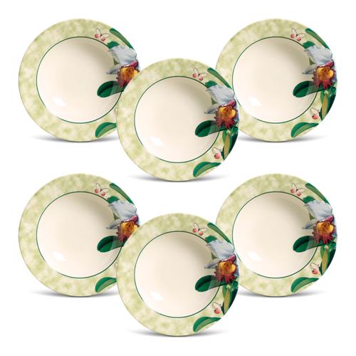 Menor preço em Conjunto de Pratos Fundos Porto Brasil Mônaco Orchids Estampado – 6 Peças