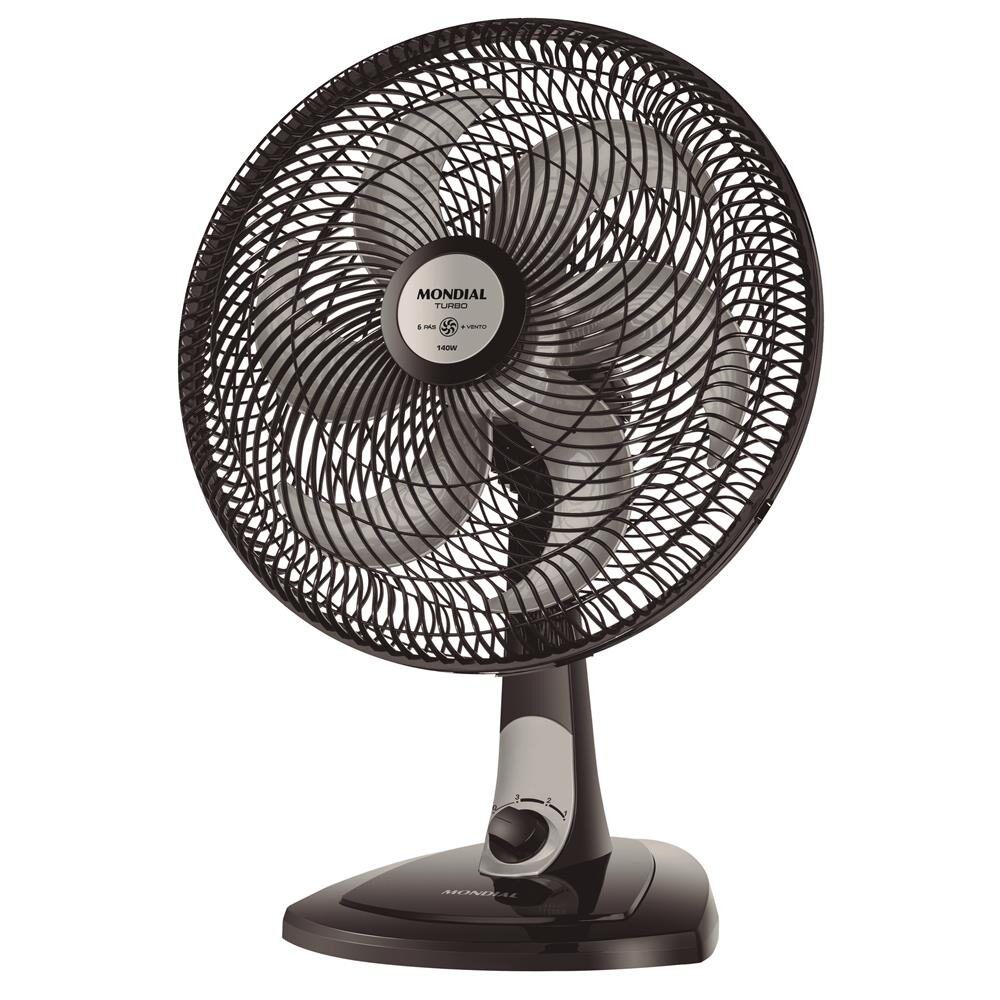 Ventilador de Mesa Mondial Turbo VT-41-6P-NP com 3 Velocidades – Preto