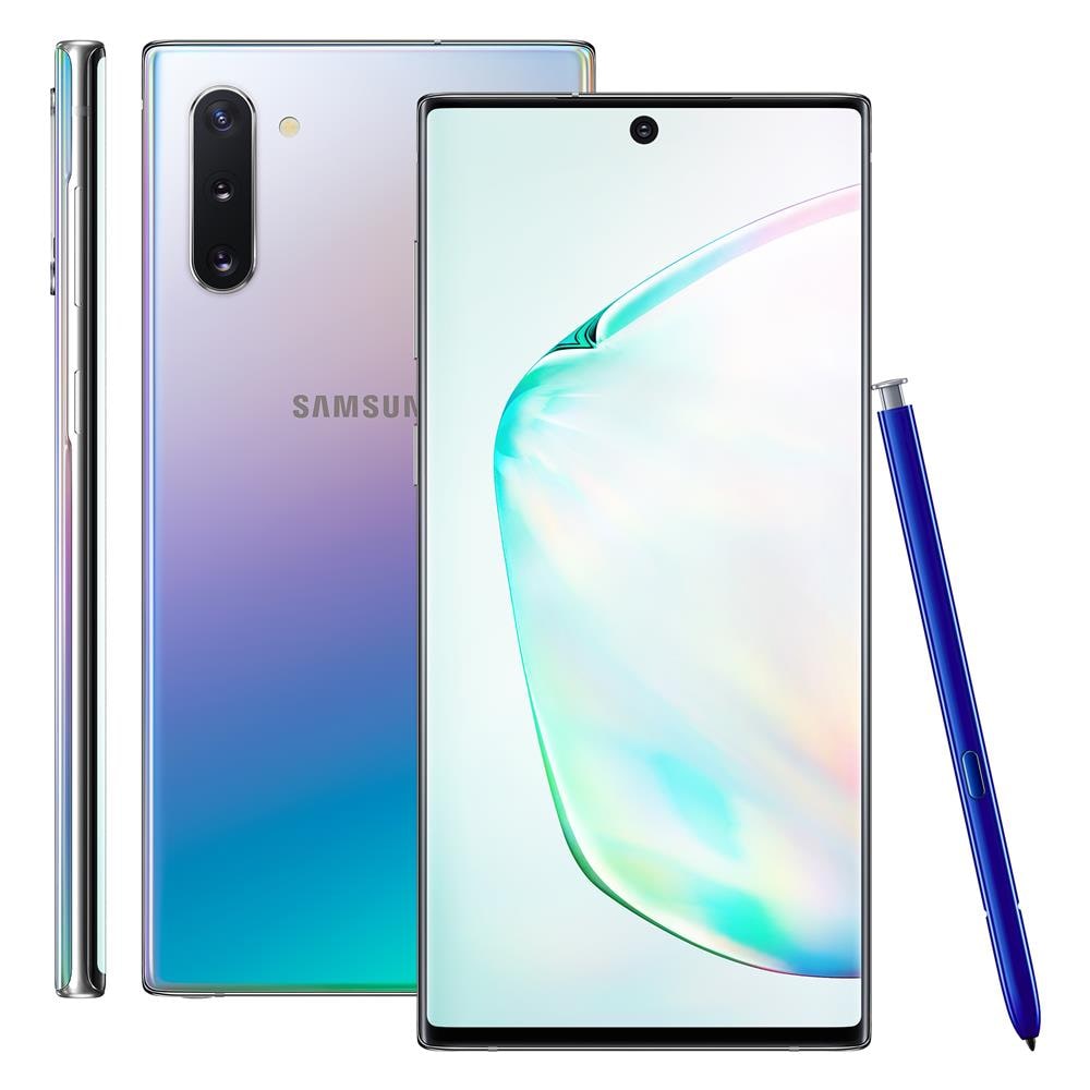 Smartphone Samsung Galaxy Note10 Prata 256GB, 8GB RAM, Tela Infinita de 6.3", Câmera Tripla, Caneta S-Pen, IP68, Dual Chip, Leitor de Digital na Tela