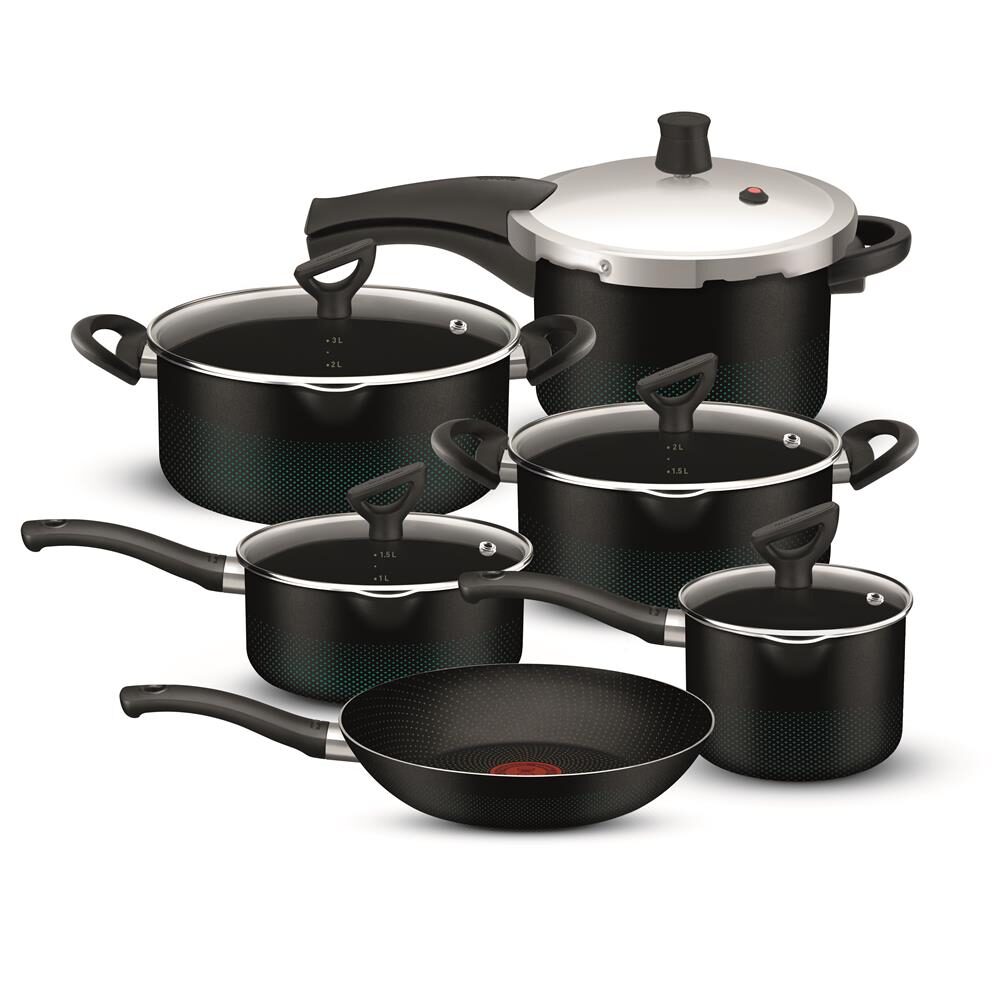 Conjunto de Panelas 6 Peças Rochedo Smart com Panela de Pressão em Alumínio com Revestimento Antiaderente Profissional – Azul/Preto