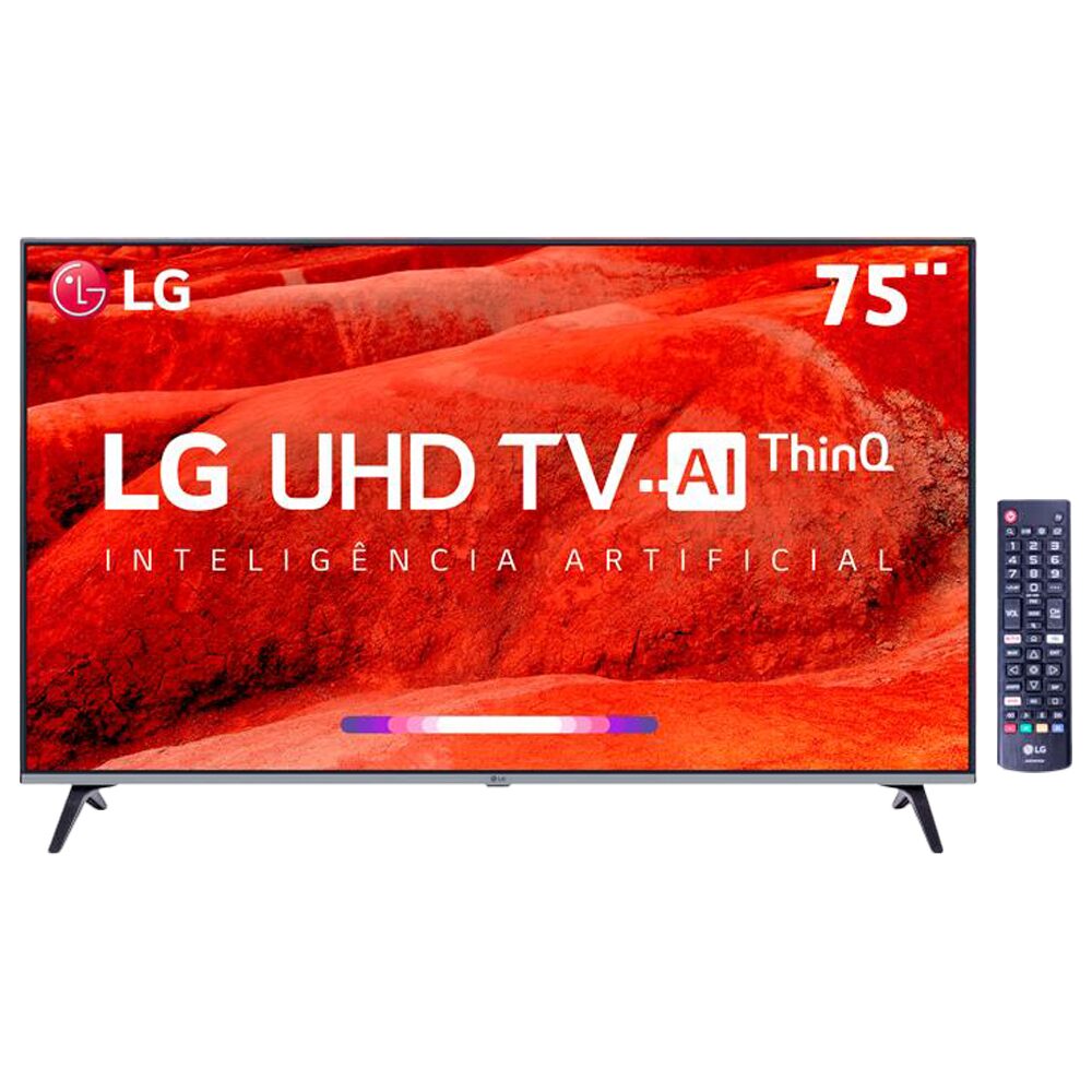 Smart TV LED 75" LG 75UM7510 Ultra HD 4K HDR Ativo, DTS Virtual X, Inteligencia Artificial ThinQ AI, WebOS 4.5