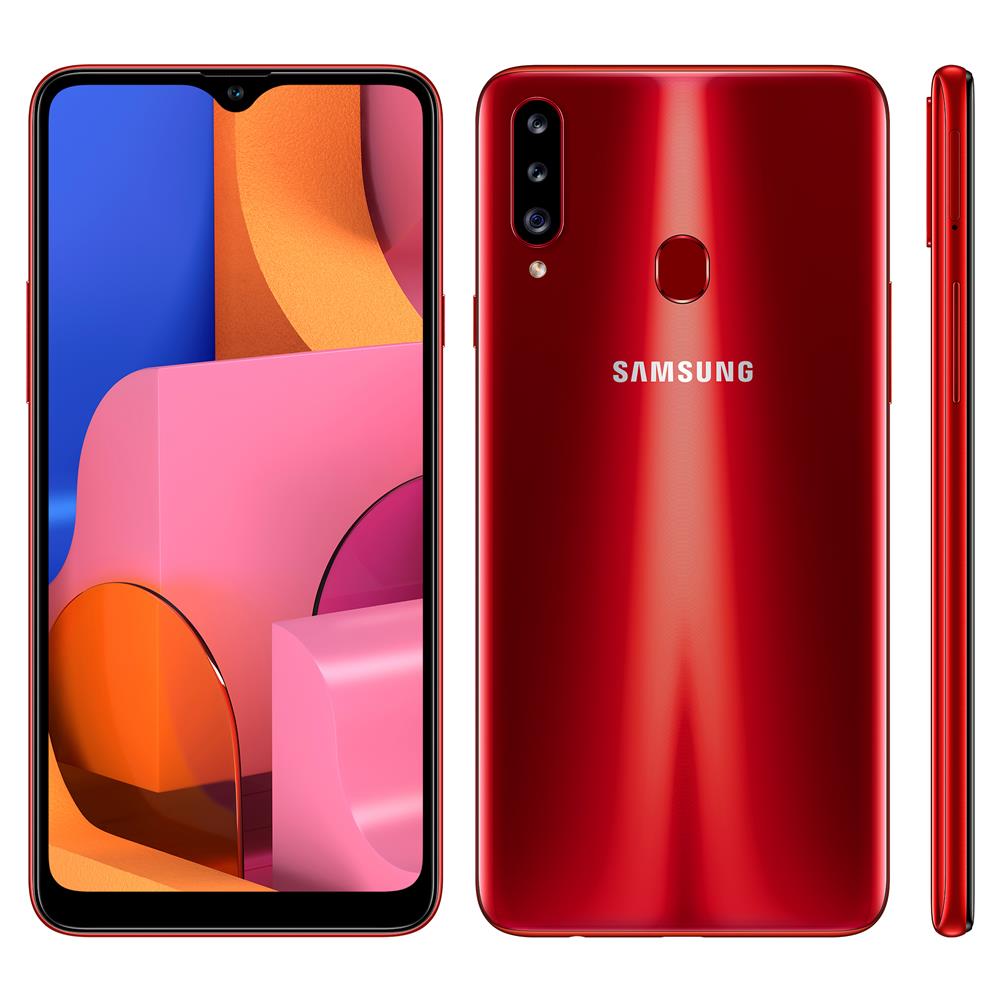 Smartphone Samsung Galaxy A20s Vermelho 32GB, Câmera Tripla Traseira, Selfie de 8MP, Tela Infinita de 6.5", Leitor de Digital, Octa Core e Android 9.0