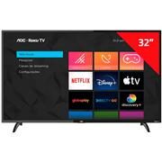 AOC Roku TV Smart TV LED 32” 32S5195/78 com Wi-fi, Controle Remoto com atalhos, Roku Mobile, Miracast, Entradas HDMI e USB
