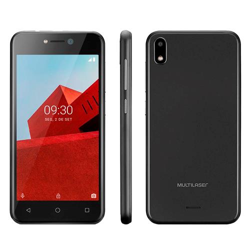 Menor preço em Smartphone Multilaser E P9101 Preto com 16GB, Tela 5”, Android Oreo, Dual Chip, Câmera 5MP, 3G, Bluetooth e Processador Quad core
