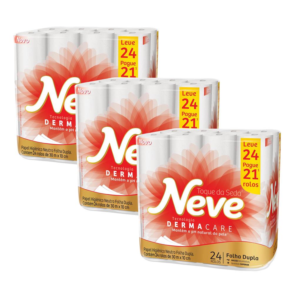 Papel Higiênico Neve Toque da Seda Dermacare Folha Dupla Leve 24 Pague 21 – 72 Rolos