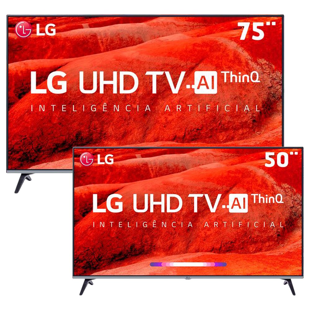Smart TV LED 75" UHD 4K LG 75UM7510PSB + Smart TV LED 50" UHD 4K LG 50UM7510PSB