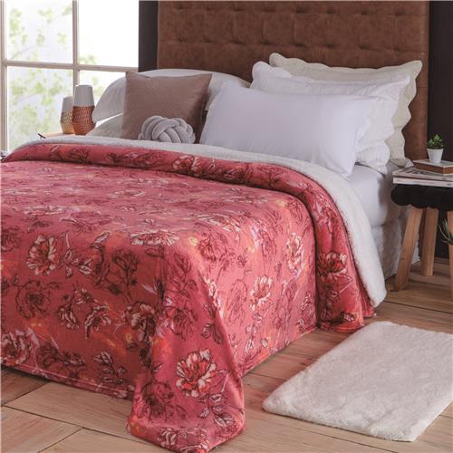 Menor preço em Cobertor Sherpa Casal Jolitex Ternille Viana em 100% Poliéster – Terracota