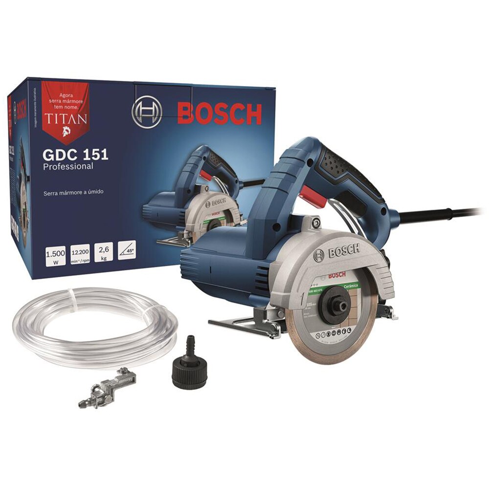 Serra Mármore a Úmido Bosch GDC 151 Titan 1.500W com Kit Refrigeração e 1 Disco - 110V